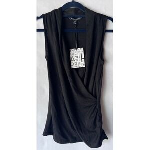 41 Hawthorne black faux wrap sleeveless knit‎ top size XS NEW